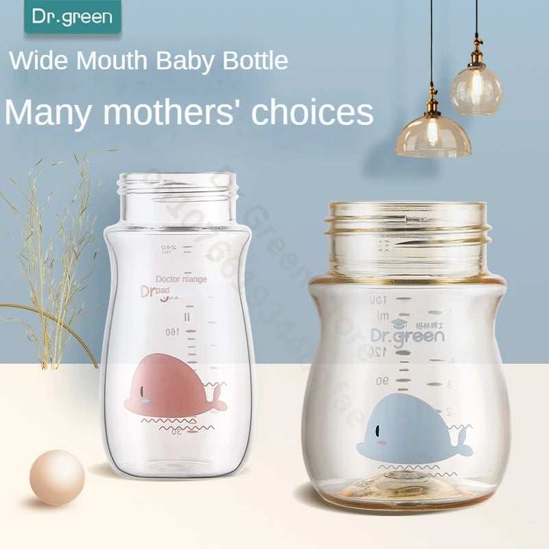 Dr.Green  Wide Mouth Baby Bottle body Inverted Bottle Body Glass/PPSU material 150mL/240mL/300mL High temperature resistant