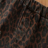 Children's Summer New Girls' Ripped Denim Flared Pants With Elastic Waistband And Leopard Print Casual Pants for Girls