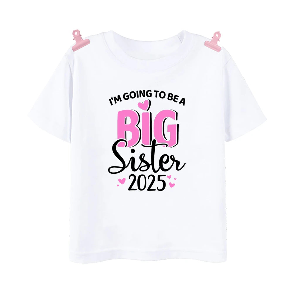 I'm Going To Be A Big Sister Printed Girls Shirt Tee Pregnancy Announcement Kids T-shirt Child Summer Short Sleeve Clothes Tops