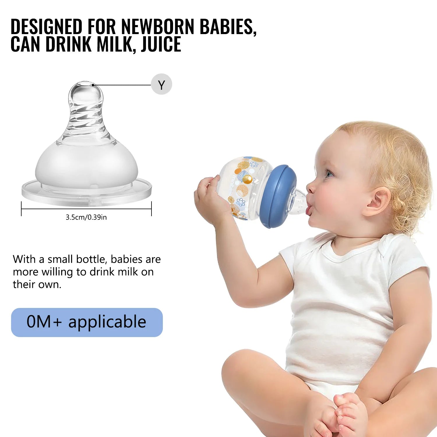 0-6 months newborn baby mini bottle, 60ml creative small windmill baby bottle, fall-proof and anti-colic PP bottle, BPA-free