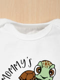 Cute Animal Baby Boy Bodysuit Mommy's Little Squirt Sea Turtle Print Cartoon Newborn Clothes Cotton Cozy Skin-friendly Romper