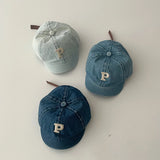 Retro Denim Baseball Cap for Baby Letter Short-brim Sun Hat Summer Adjustable Kids Boys Girls Peaked Caps