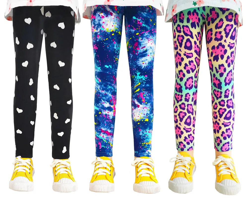 Cute Girls Leggings Spring Autumn Printing Flower Pants Sweet Girl Pencil Pants Kids Trousers Children Clothing