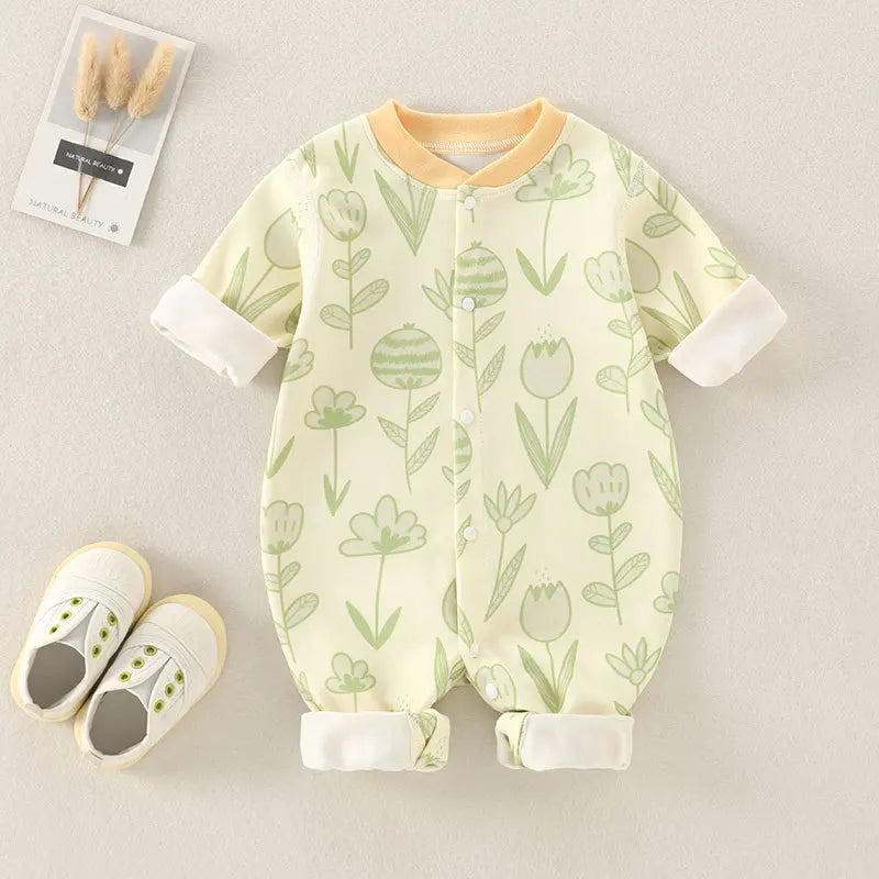 Baby Bodysuit Cotton Print Long Sleeve Boys and Girls Infant Comfort Creeper One Piece Spring and Autumn