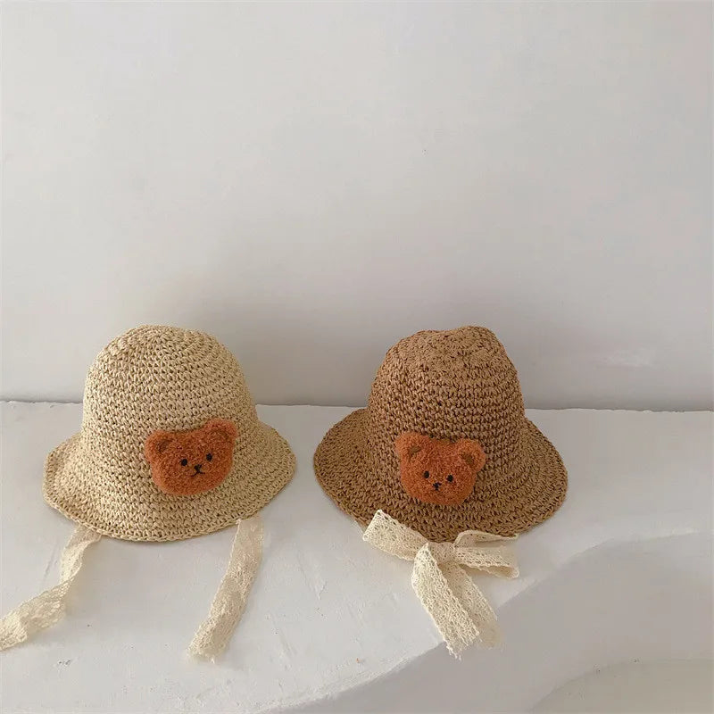 Children's Summer Hat Sunshade Lace Straw Baby Girl Cap Girls Baby Sunscreen Beach Hat Beach Children Panama Hat Princess