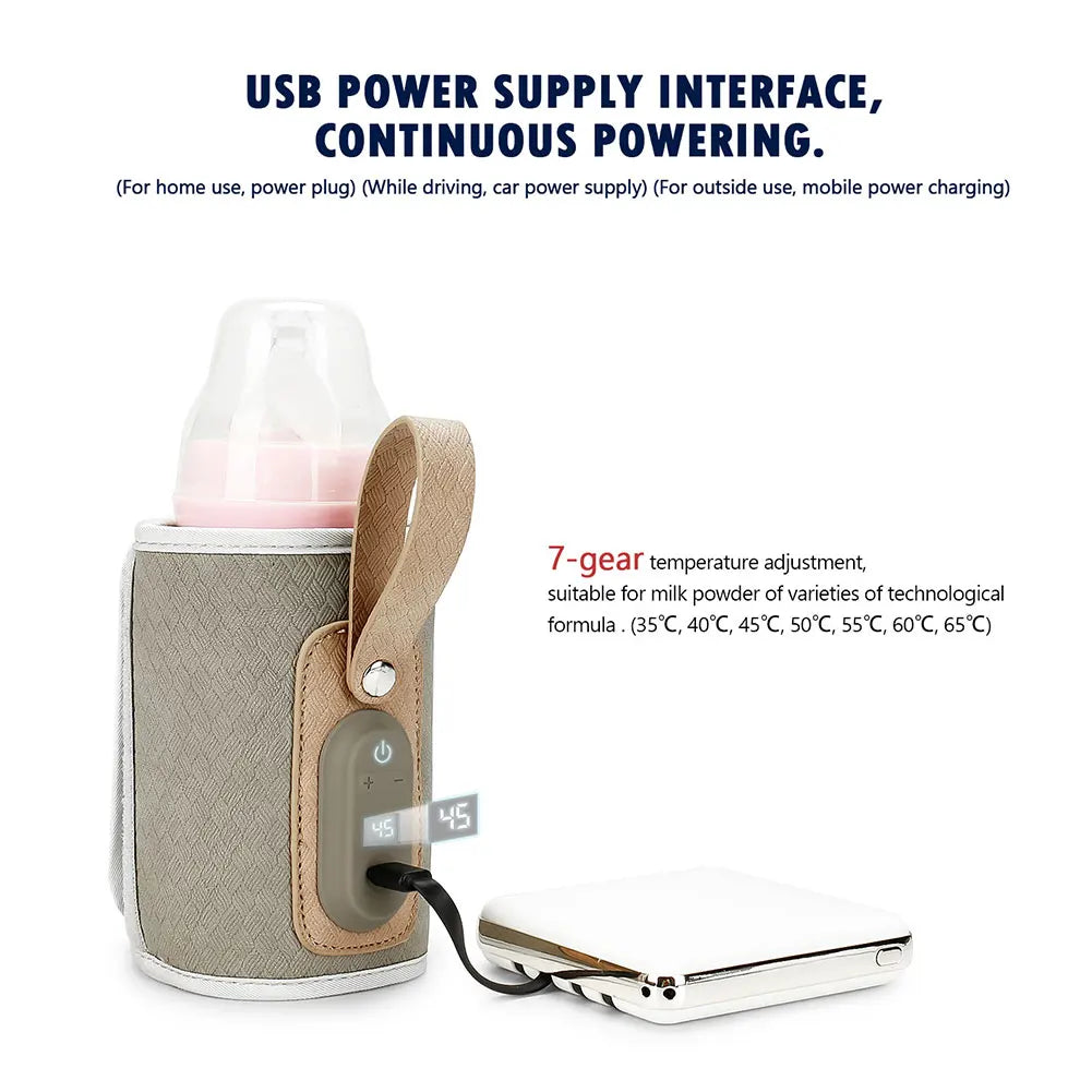 Digital Display Baby Milk Bottle Thermal Bag Milk Water Warmer USB Powered Portable Baby Milk Heat Keeper for Car Outdoor Travel