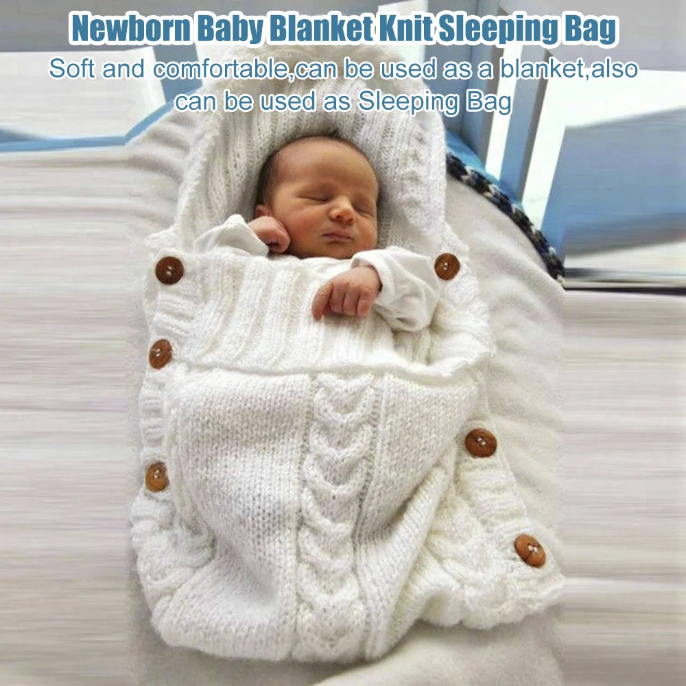 Newborn Baby Blanket Cotton Blend Infant Wrap Blanket Newborn Hooded Towel Blanket Knit Baby Resting Bag Soft Thick Knit Wrap