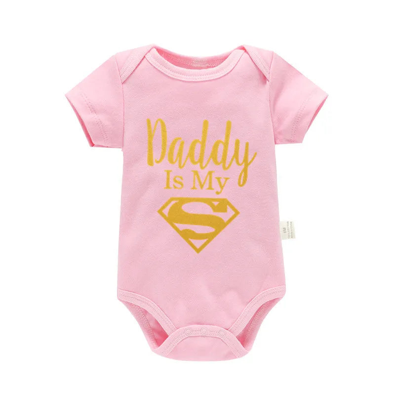 Baby Romper Newborn Baby Boys Girls Clothes Gold Daddy Is My Hero Funny Print Infant Baby Jumpsuit Cute Casual Baby Bodysuit