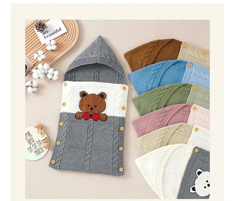 New Baby Winter Swaddle Wrap Blankets Knitted Toddler Infant Baby Swaddle Kids Warm Stroller Crib Envelope Newborn Baby Blankets