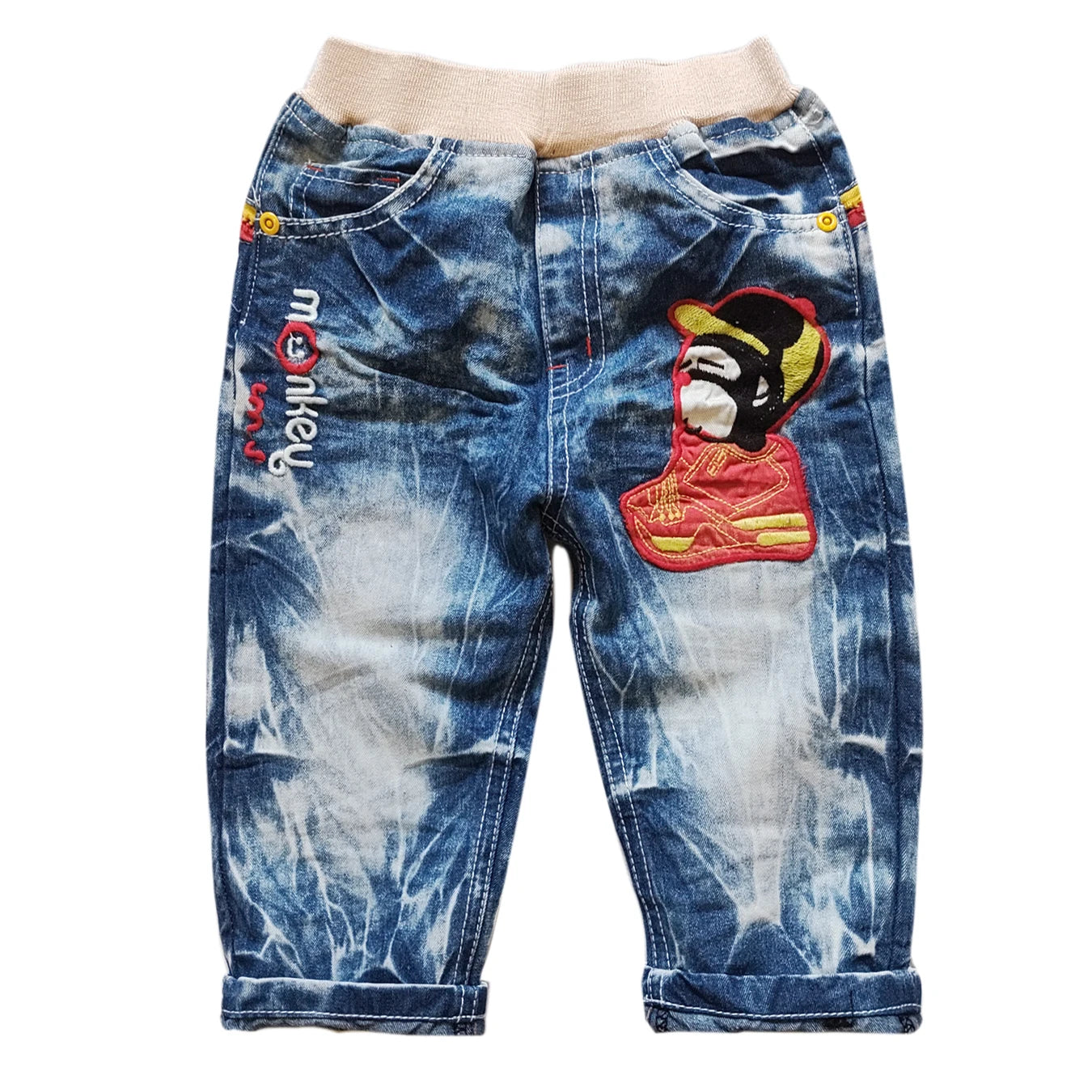 5050  kids jeans summer  80% length shorts soft denim