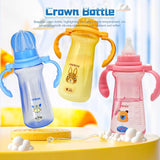 240ml Large Capacity Baby Crown Bottle Crystal Clear 6-36 Months Baby Bottle Silicone Nipple Breastmilk-Like Design Newborn Gift