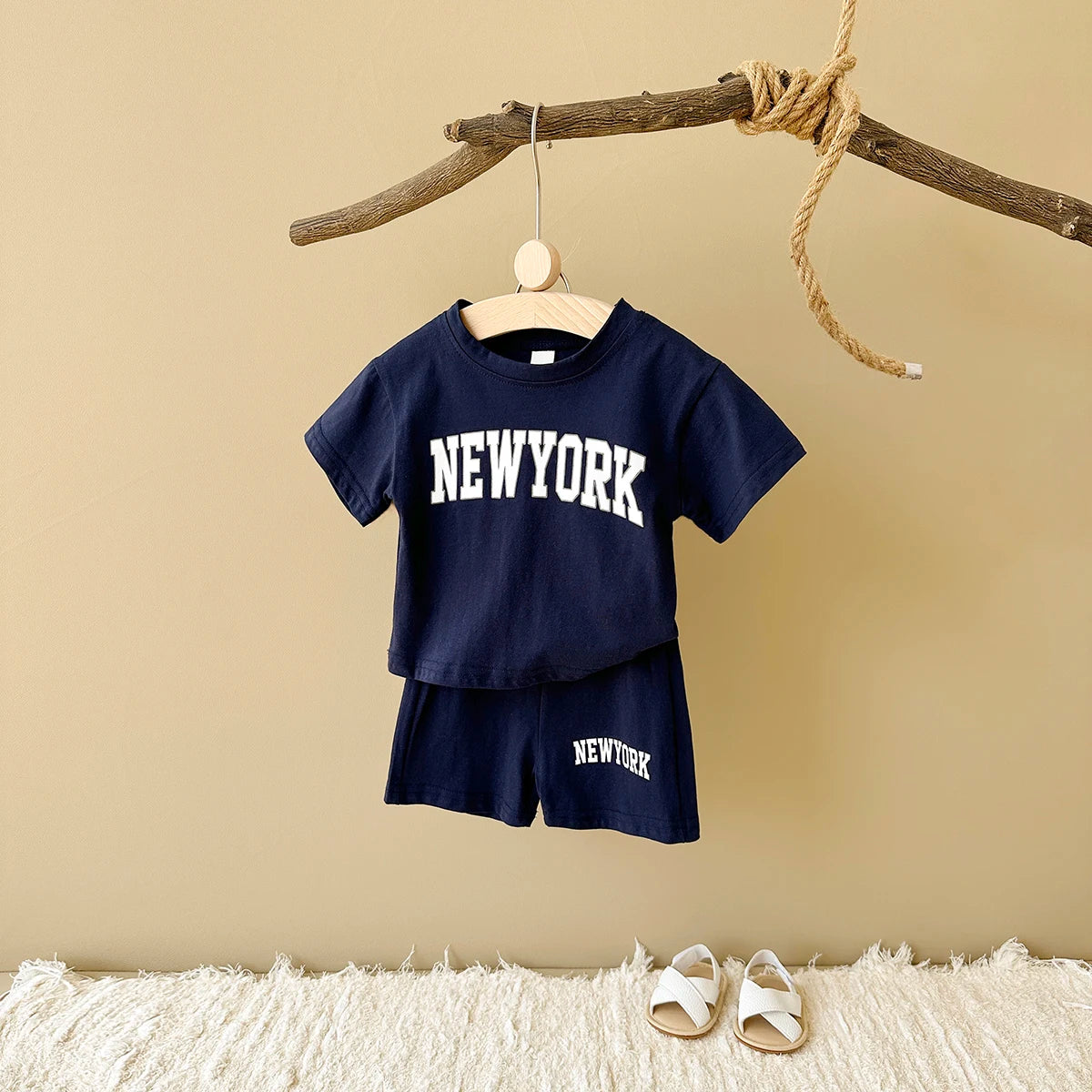 2024 New Summer Baby Boys Clothes Casual Letter Printed Short Sleeved T-shirt+shorts Girls Sports Set 2Pcs Infant Outfit Set