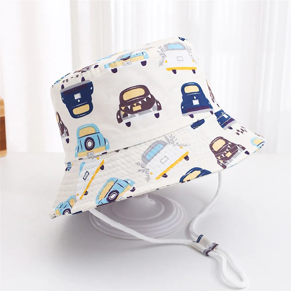 Summer Panama Baby Girls Hat Autumn Cartoon Boys Fisherman's Cap Beach Baby Sun Hat Outdoor UV Bucket Hat for Kids Toddler Visor