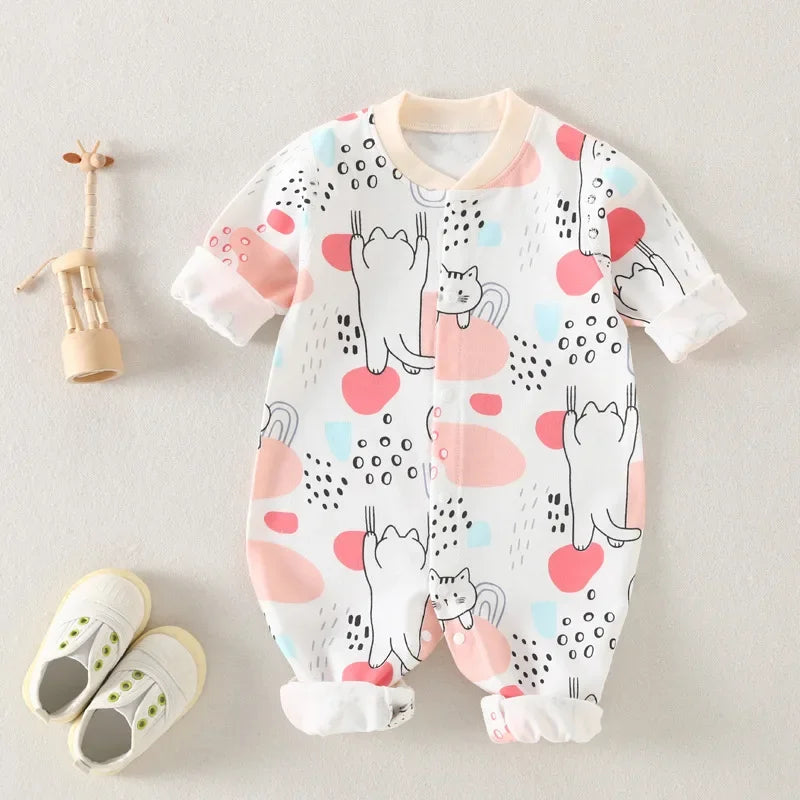 Baby Bodysuit Cotton Print Long Sleeve Boys and Girls Infant Comfort Creeper One Piece Spring and Autumn