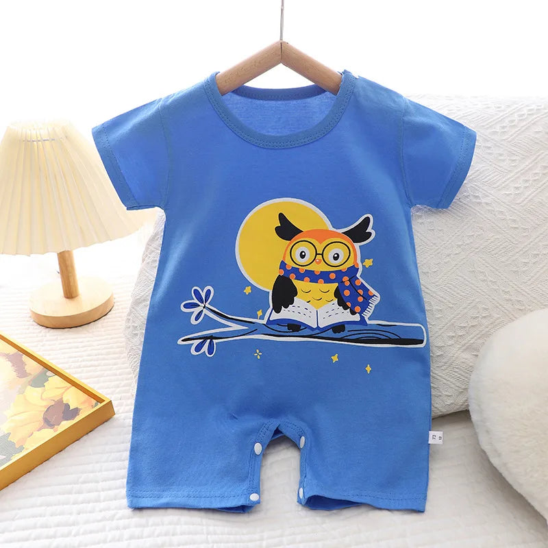 2024 Infant Toddler Crawling Clothes Cotton Summer Boys Girls Thin Male Baby Female Short-sleeved Romper suit Children's Onesie