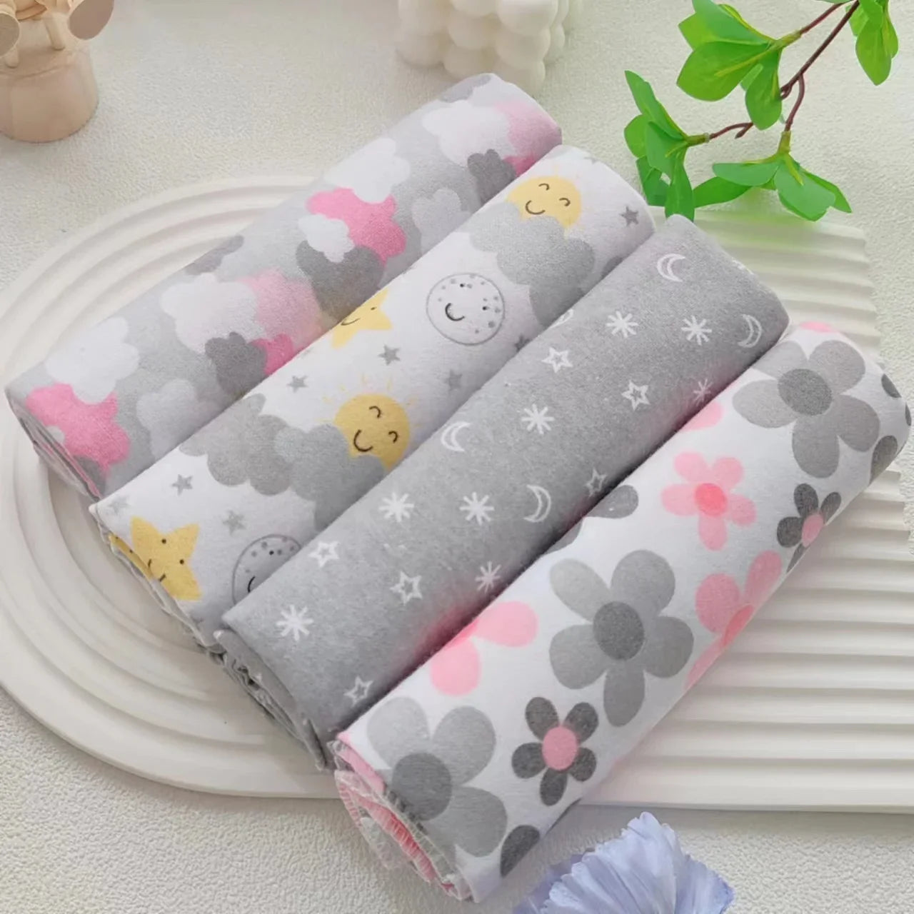 4pcs/pack 100% Cotton Receiving Baby Blanket Newborn 76x76cm Baby Bedsheet Supersoft Flannel Diapers New Born Blanket Swaddle