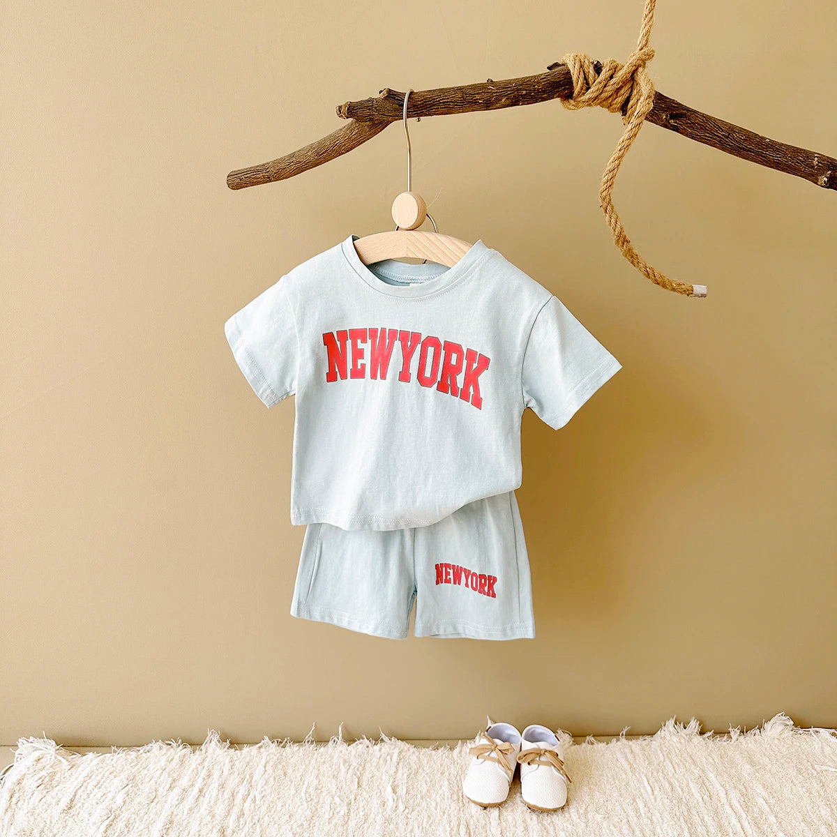 2024 New Summer Baby Boys Clothes Casual Letter Printed Short Sleeved T-shirt+shorts Girls Sports Set 2Pcs Infant Outfit Set