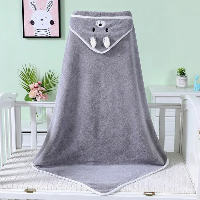 Baby Bath Towel Soft Warm Sleeping Swaddle Wrap for Girl Boy Coral Fleece Newborn Blanket Toddler Hooded Baby Stuff Bathrobe