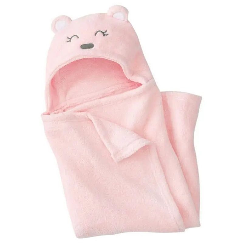 96x76 Newborn Wrap Blanket Cartoon Coral Fleece Baby Hooded Bath Towel Soft Warm Sleeping Swaddle Wrap Infant Stuff Bathrobe