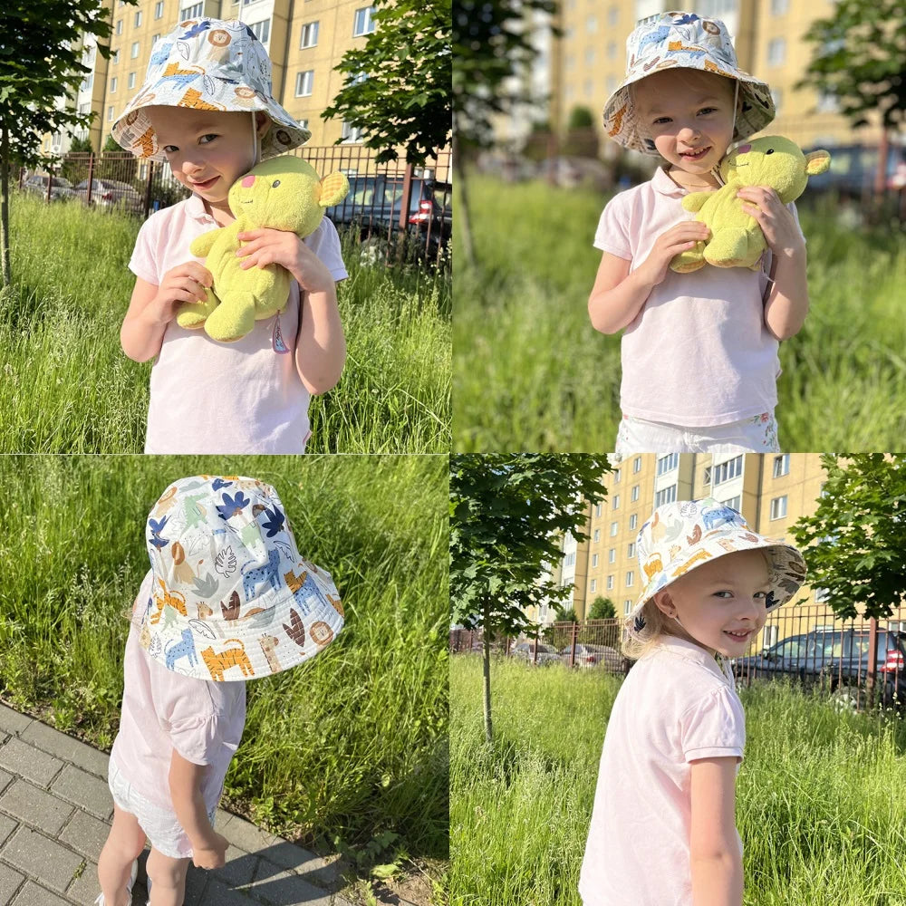 Summer Panama Baby Girls Hat Autumn Cartoon Boys Fisherman's Cap Beach Baby Sun Hat Outdoor UV Bucket Hat for Kids Toddler Visor