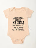 I Don't Always Listen To My Uncle Print Boy Girl Trendy Harajuku Rompers Baby Bodysuit Toddler Jumpsuit Clothes Newborn Infant