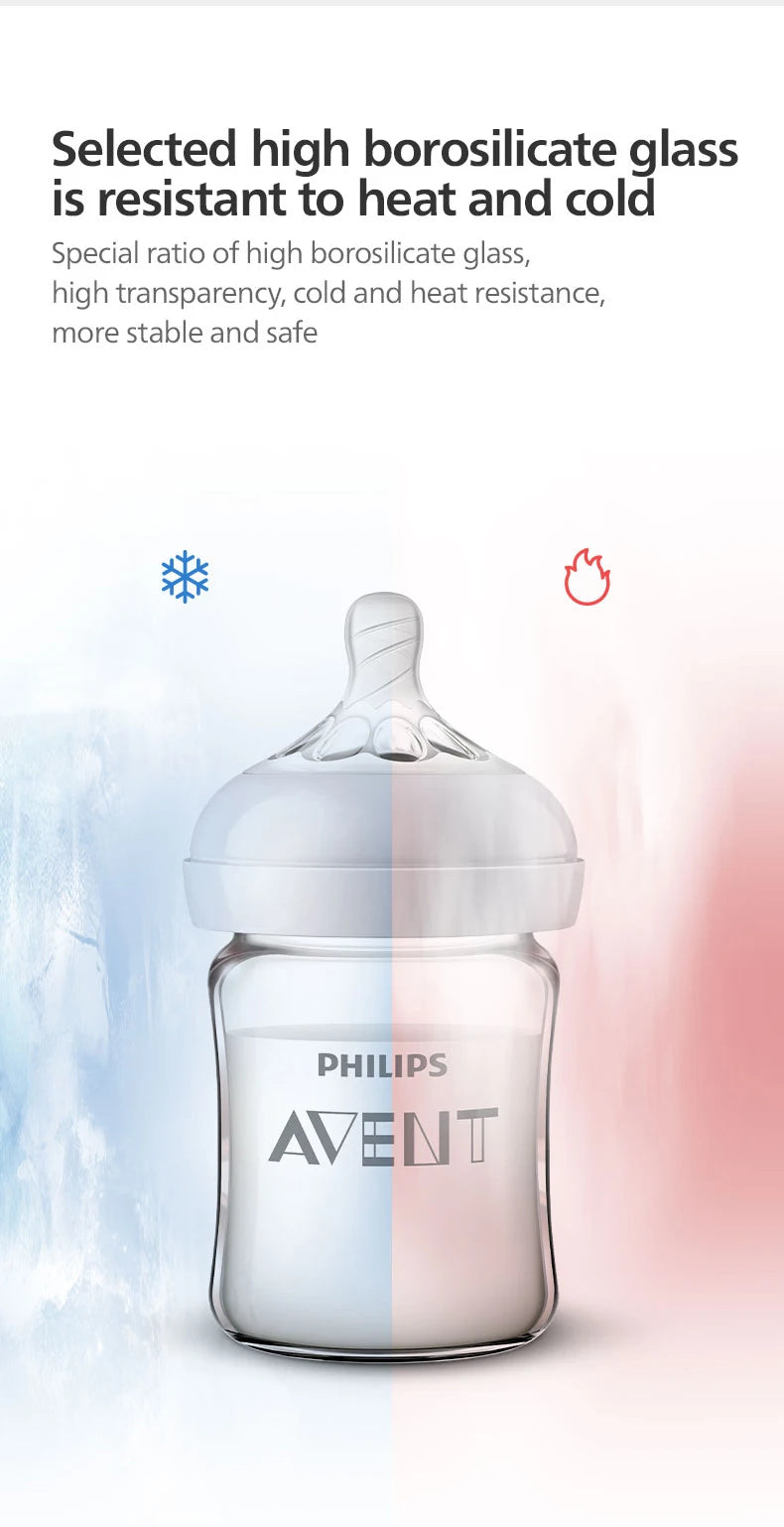 PHILIPS AVENT 0-6 months Newborn baby High boron glass milk bottle Prevention of choking Anti-flatulence 125ml+240ml Combination