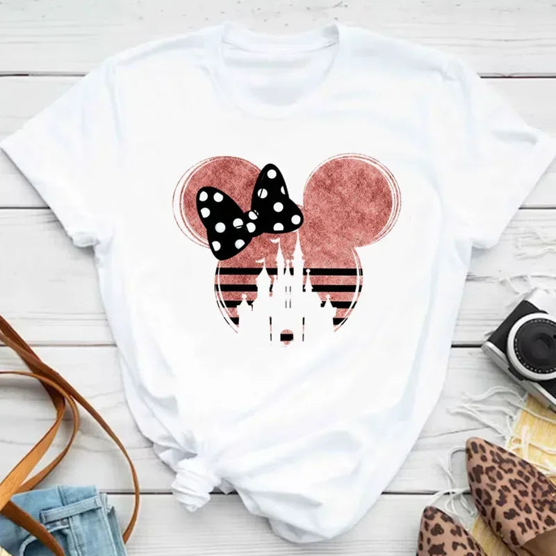 Disney Mickey Mouse Children T-shirt Fashion Minnie Pattern Print Tshirt Kid Boy Girl Clothing Summer Cotton Top Baby Casual Tee