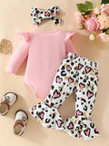 3-piece Spring and autumn baby girl Baby Valentine's Day Baby letter printed long sleeve sleeve clothing camouflage love full pr