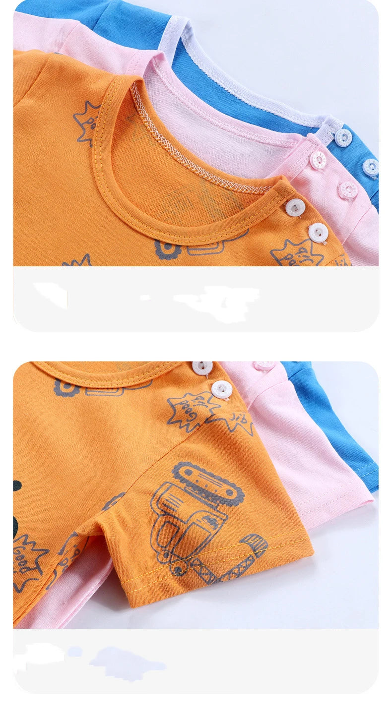 1-6T summer children kids boys and girls cartoon cotton short sleeve T shirt