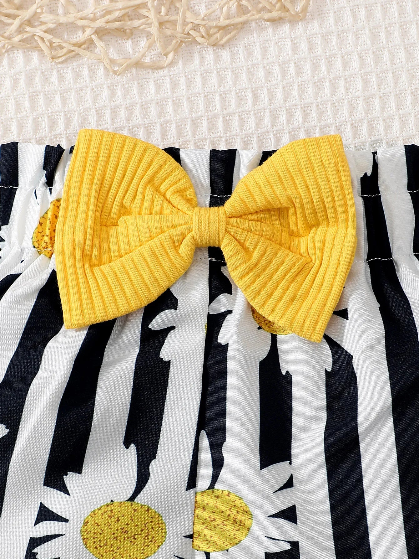 0-2 Year Old Newborn Baby Summer Digital Printed Bow Decoration Casual Daily Wear Headscarf Baby Clothes