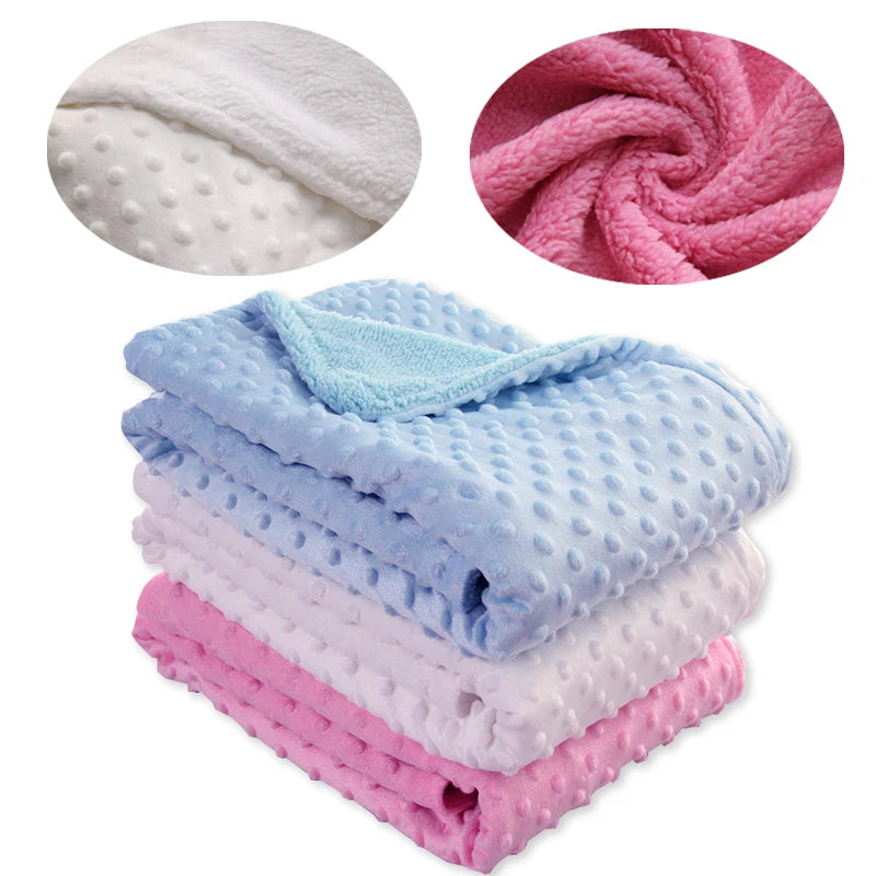 Baby Blanket & Swaddling Thermal Soft Fleece Blanket Winter Solid Bedding Set Cotton Quilt Infant Bedding Swaddle Newborn