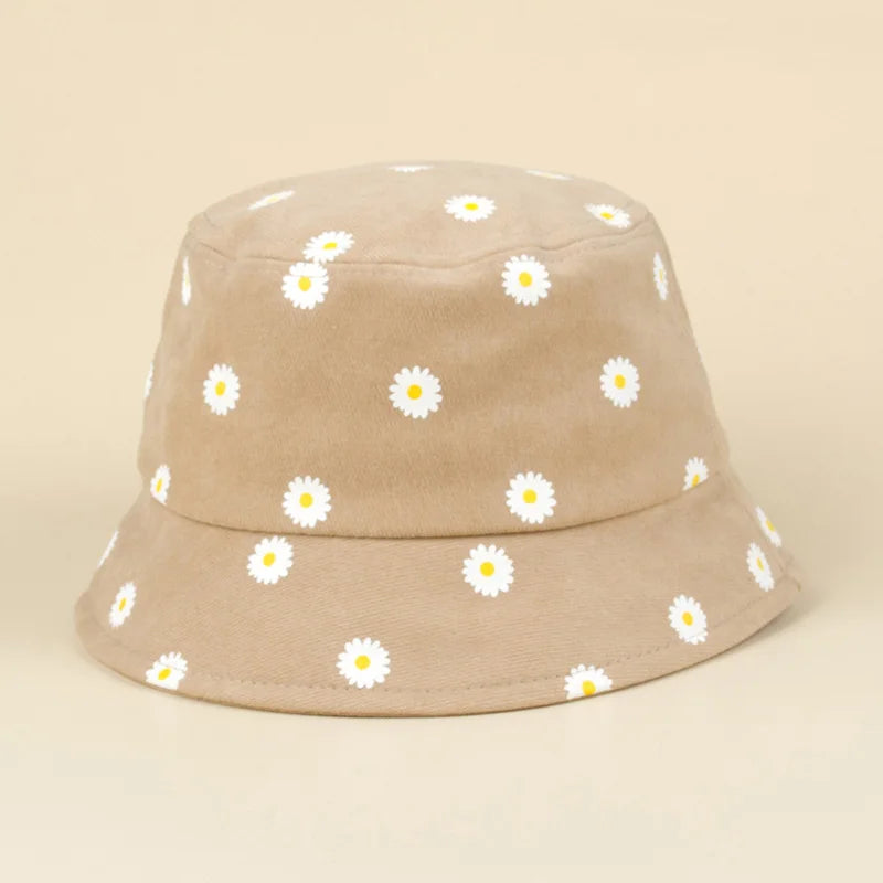 Summer Wide Brim Daisy Pattern Kids Bucket Hat Cute Flower Baby Boys Girls Sun Hat Soft Kids Chilren Fisherman Panama Caps