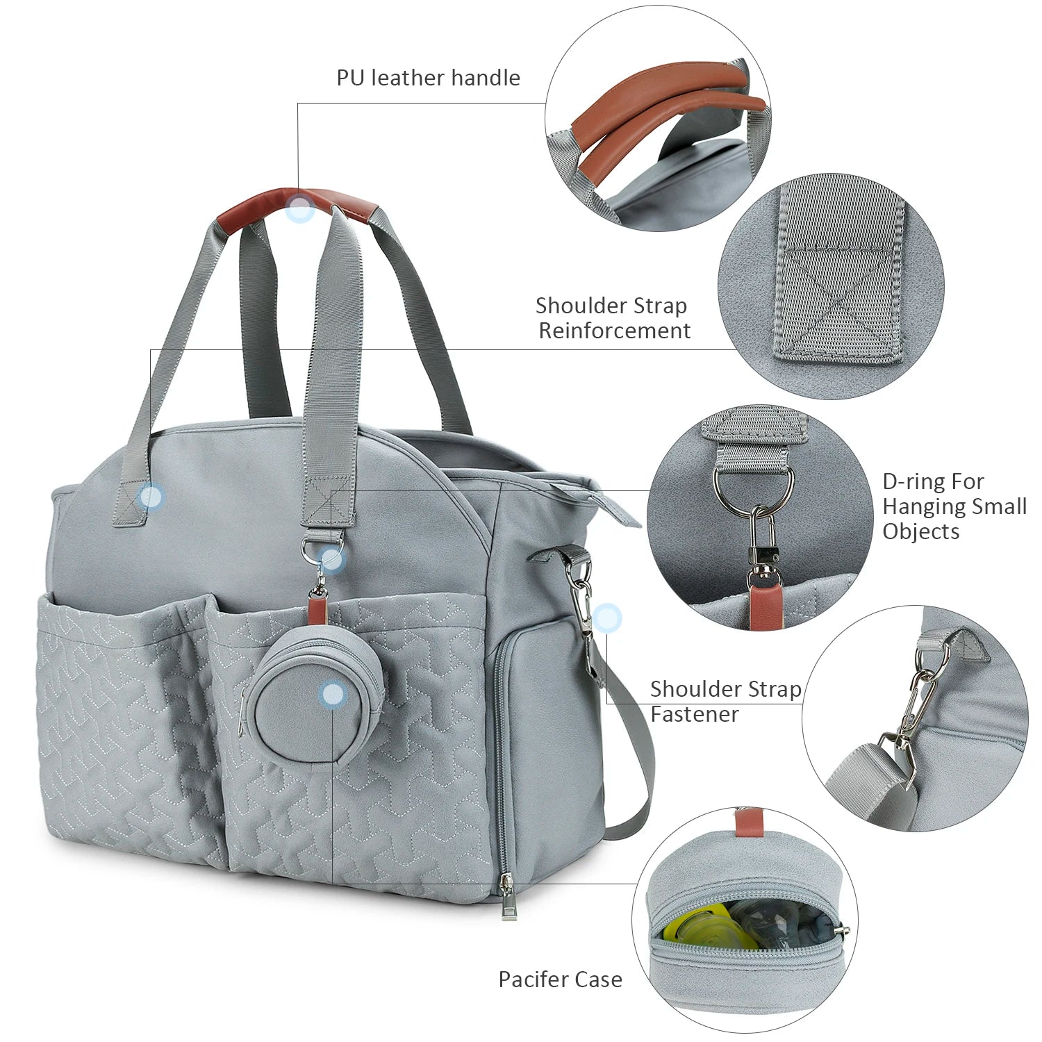 Breast Pump Bag Diaper Bag Tote with Pacifier Case Large Travel Diaper Tote for Mom and Dad Breast Pump Bag