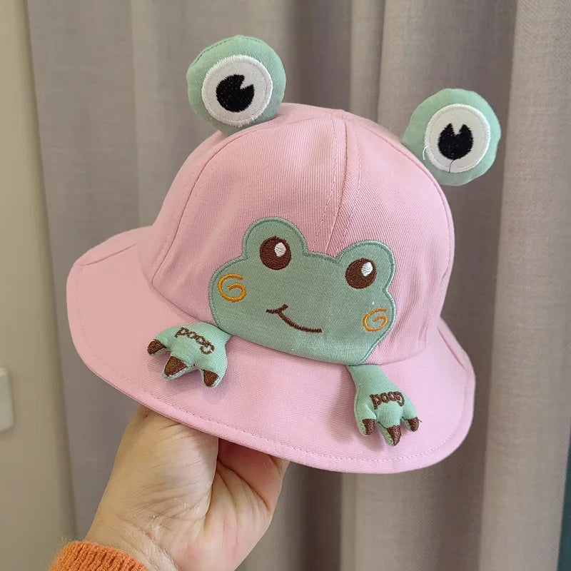 Baby Bucket Hat for Kids Spring Outdoor Boys Girls Sun Hat Summer Cute Frog Toddler Children Fisherman Cap Cotton Panama Bonnet