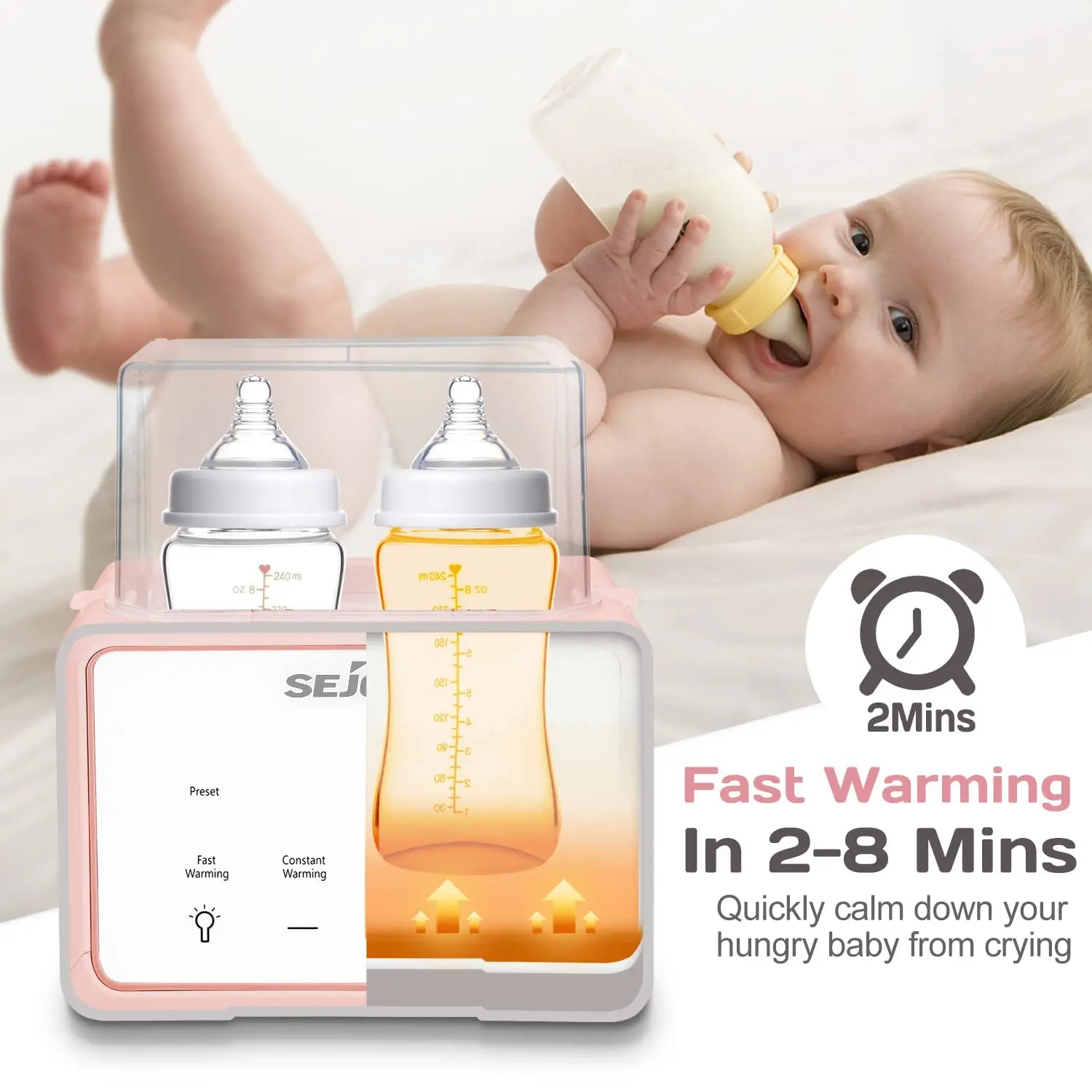 SEJOY Bottle Warmer, 6 in 1,breastmilk and Formula Milk Warmer, Baby Food Heating, Baby Water Warmer, Breast Feeding Essentials