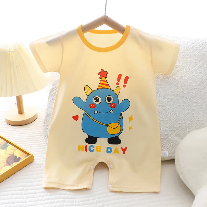 2024 Infant Toddler Crawling Clothes Cotton Summer Boys Girls Thin Male Baby Female Short-sleeved Romper suit Children's Onesie