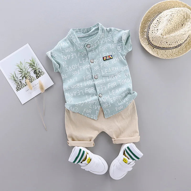 New Summer Baby Boys Clothes Suit Children Fashion Letter Shirt Shorts 2Pcs/Sets Toddler Casual Costume Infant Kids Tracksuits