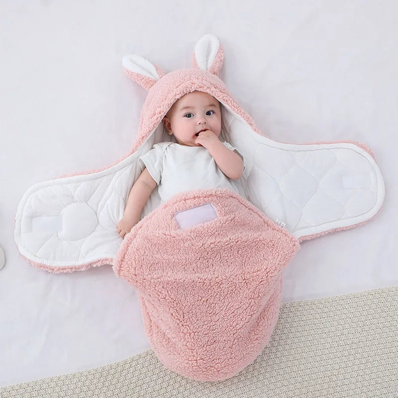 2024 Autumn Winter Infant Toddler Thicken Cashmere Receiving Blankets 0-6M Newborn Sleeping Bag Swaddling Kids Accessories