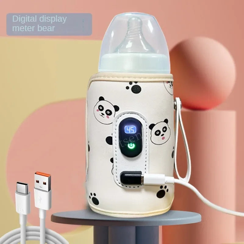 Portable Baby Milk Warmer Guardian Travel Digital Display Nursing Bottle USB Baby Bottle Hot Bag Universal Heater