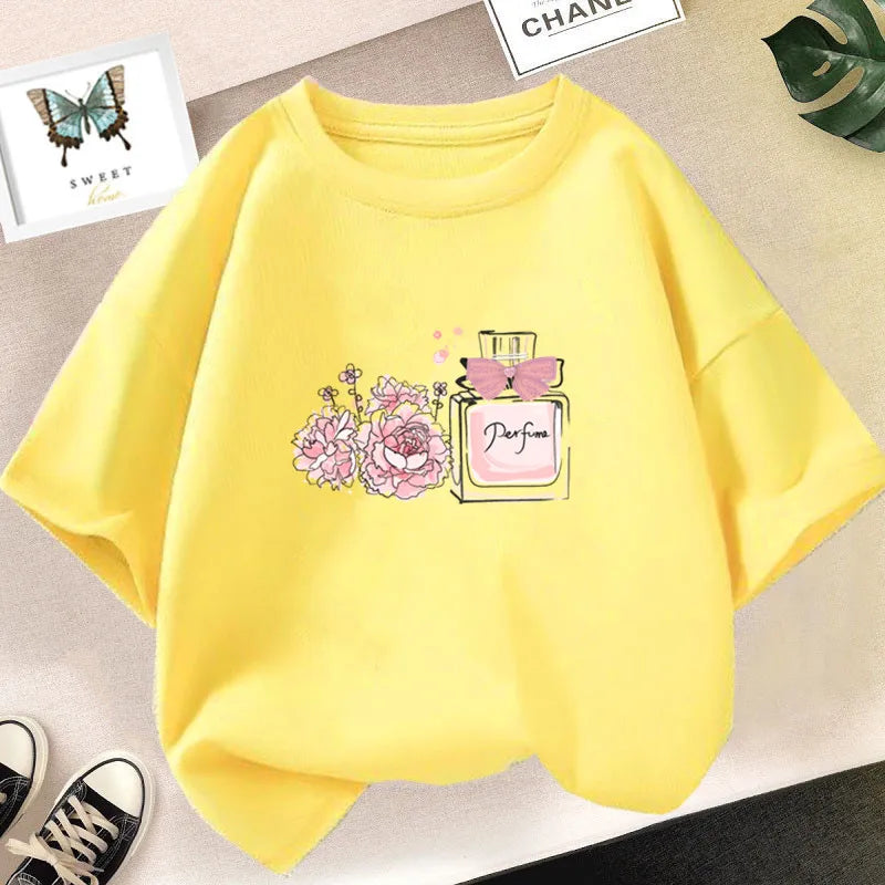 Happy Smile Design Girls Tshirt Kids Street Breathable Tops Personality Cotton Clothing Summer Cool Sports T-Shirts