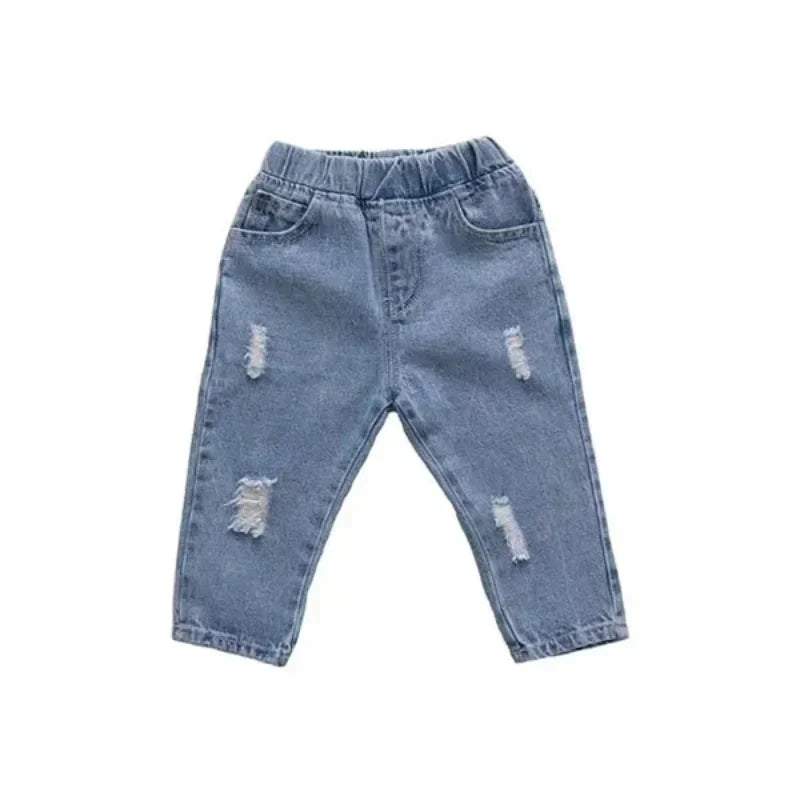 Boys Casual Jeans Children Denim Ripped Jeans Kids Trousers Toddler Girl Fall Clothes 2 3 4 5 Years Baby Harem Pants Baggy Jeans