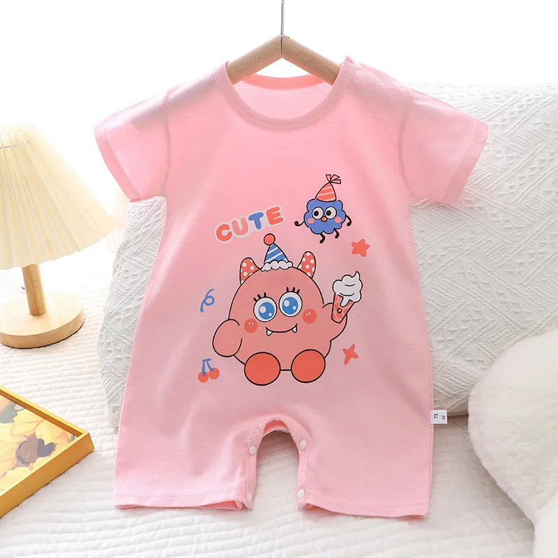 2024 Infant Toddler Crawling Clothes Cotton Summer Boys Girls Thin Male Baby Female Short-sleeved Romper suit Children's Onesie