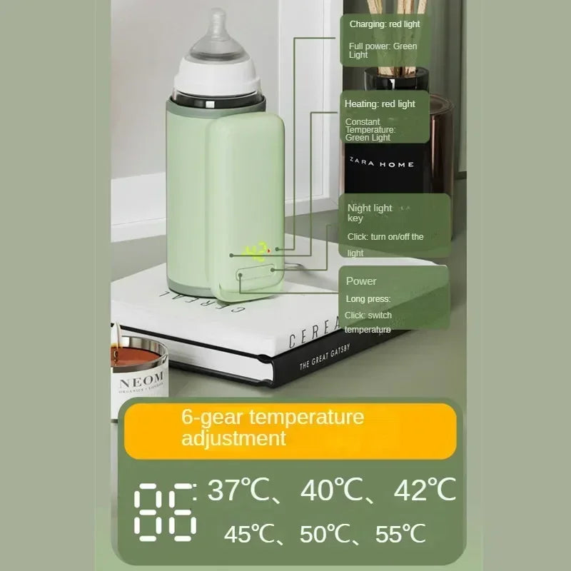 Portable and Fast Night Milk Dispenser Rechargeable Intelligent Constant Temperature Milk Bottle Heating and Insulation Sleeve