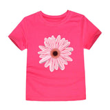 100% Cotton Toddler Girl T Shirt 2 to 3 4 5 6 7 8 9 10 11 12 13 14 Years Pink White Tshirt Flower Print Teenage Girls Tee Shirts