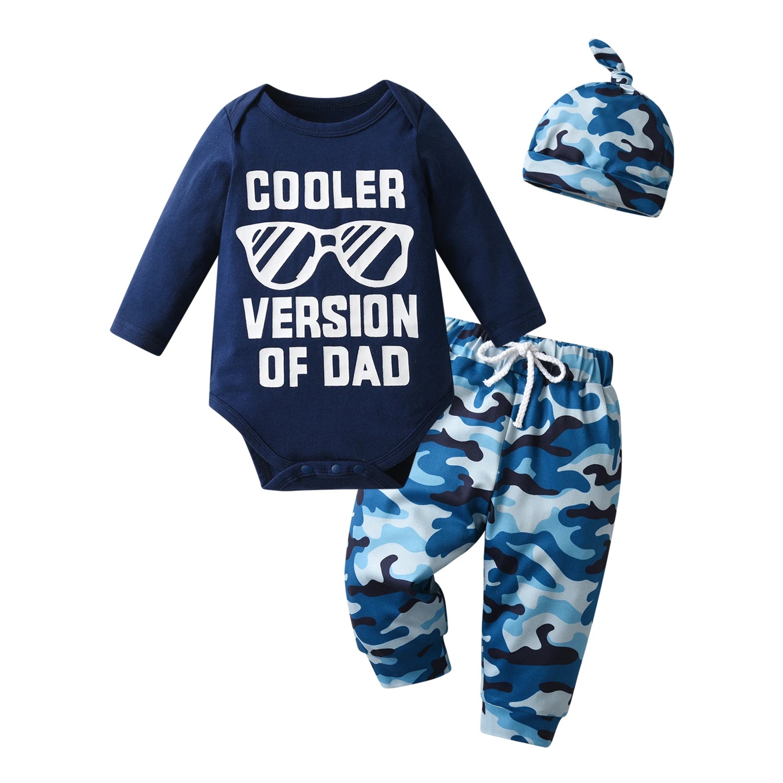 3Pcs Newborn infant Baby Boys Summer Clothes Set New Printed Short Sleeve Romper Top + Pants + Cap Toddler Outfit for Boys