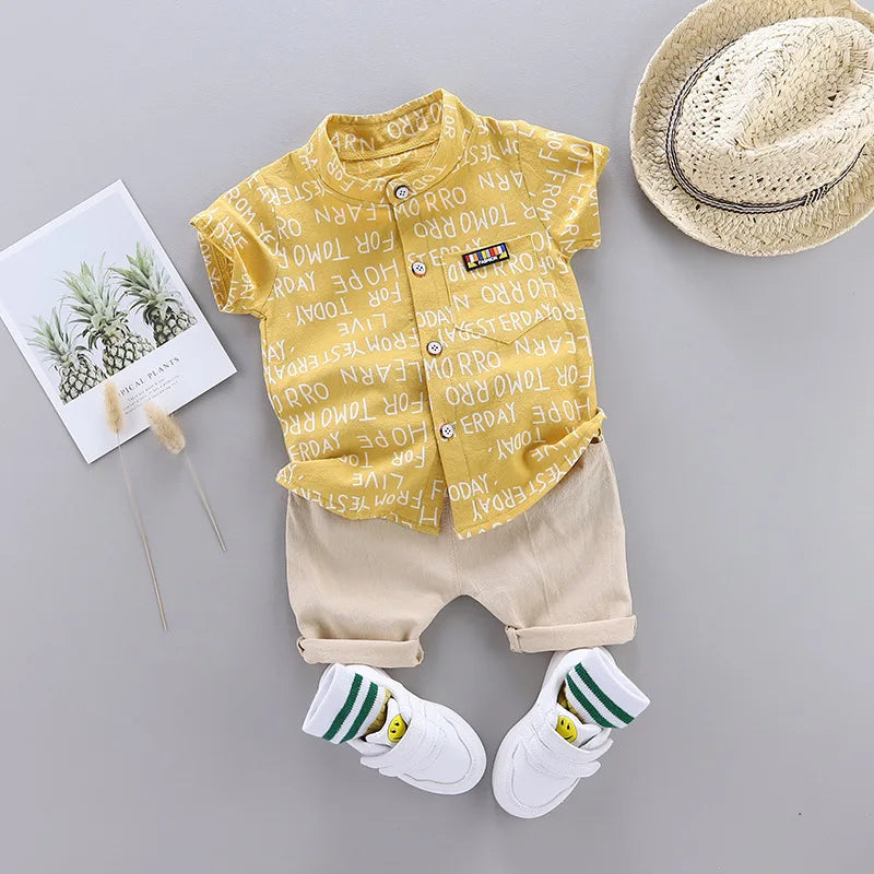 New Summer Baby Boys Clothes Suit Children Fashion Letter Shirt Shorts 2Pcs/Sets Toddler Casual Costume Infant Kids Tracksuits