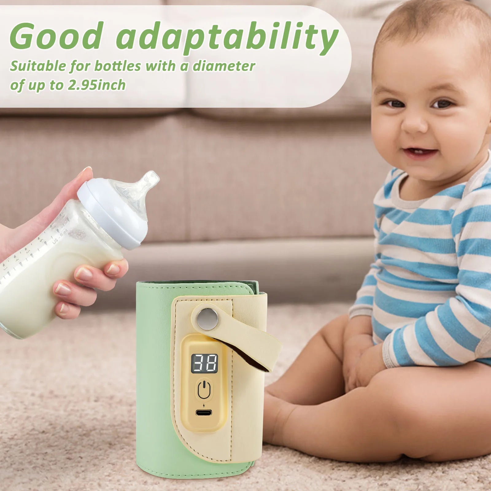 Portable Bottle Warmer USB Baby Milk Bottle Warmer with Temperature Control Newborn Infant Portable Feeding Warmers