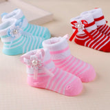 6Pairs/Lot Newborn Baby Socks Infant Kids Knee High Ruffle Girls Sock Anti Slip Long Frilly Lace Socks For 0-24months