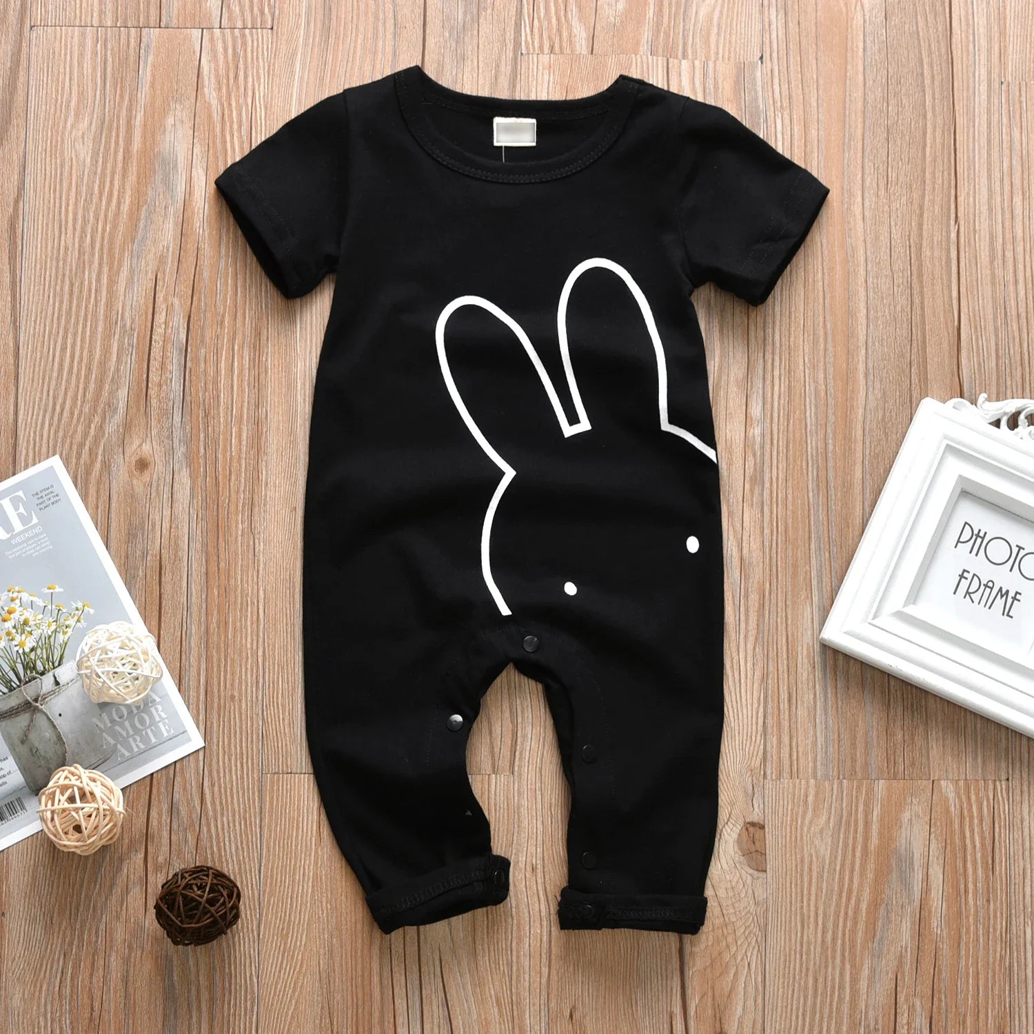 New Arrival Rabbit Pattern Print Newborn Baby Girl Romper Summer Clothes Short Sleeve One Piece Jumpsuit Pajama Toddler Clothing