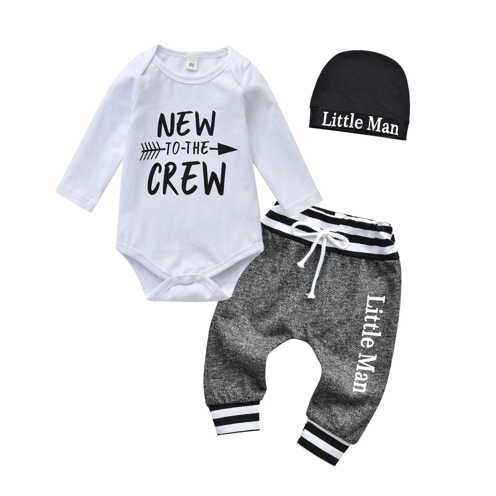 3Pcs Newborn infant Baby Boys Summer Clothes Set New Printed Short Sleeve Romper Top + Pants + Cap Toddler Outfit for Boys